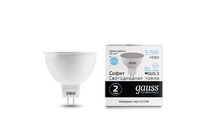 Лампа Gauss LED Elementary MR16 GU5.3 5.5W 470lm 6500К 1/10/100