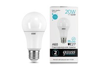 Лампа Gauss LED Elementary A60 20W E27 1600lm 4100K 1/10/50