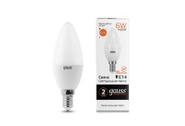 Лампа Gauss LED Elementary Свеча 6W E14 420lm 3000K 1/10/100