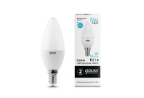 Лампа Gauss LED Elementary Свеча 6W E14 450lm 4100K 1/10/100