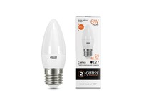 Лампа Gauss LED Elementary Свеча 6W E27 420lm 3000K 1/10/50