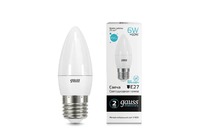 Лампа Gauss LED Elementary Свеча 6W E27 450lm 4100K 1/10/50