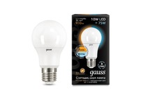 Лампа Gauss LED A60 10W E27 880lm  3000K 1/10/50