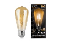 Лампа Gauss LED Filament ST64 E27 6W Golden 550lm 2400К 1/10/40