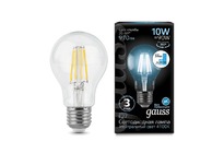 Лампа Gauss LED Filament A60 E27 10W 970lm 4100К 1/10/40