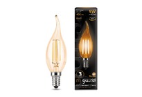 Лампа Gauss LED Filament Свеча на ветру E14 5W 400lm 2700K Golden 1/10/50