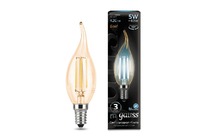 Лампа Gauss LED Filament Свеча на ветру E14 5W 420lm 4100K Golden 1/10/50