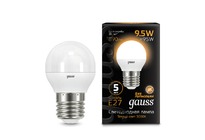 Лампа Gauss LED Шар E27 9.5W 890lm 3000K 1/10/50