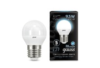 Лампа Gauss LED Шар E27 9.5W 950lm 4100K 1/10/50