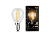 Лампа Gauss LED Filament Шар E14 5W 420lm 2700K 1/10/50