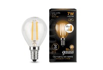 Лампа Gauss LED Filament Шар E14 7W 550lm 2700K 1/10/50