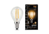 Лампа Gauss LED Filament Шар E14 9W 680lm 2700K 1/10/50