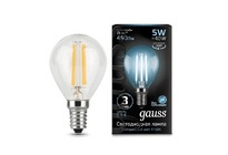 Лампа Gauss LED Filament Шар E14 5W 450lm 4100K 1/10/50