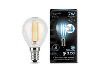 Лампа Gauss LED Filament Шар E14 7W 580lm 4100K 1/10/50