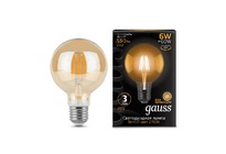 Лампа Gauss LED Filament G95 E27 6W Golden 550lm 2400K 1/20