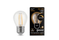 Лампа Gauss LED Filament Шар E27 5W 420lm 2700K 1/10/50