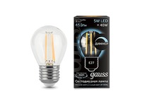 Лампа Gauss LED Filament Шар E27 5W 450lm 4100K 1/10/50