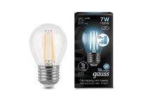 Лампа Gauss LED Filament Шар E27 7W 580lm 4100K 1/10/50