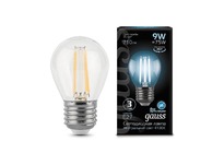 Лампа Gauss LED Filament Шар E27 9W 710lm 4100K 1/10/50