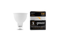 Лампа Gauss LED MR16 GU5.3-dim 5W 500lm 3000K  диммируемая 1/10/100