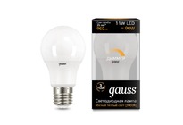 Лампа Gauss LED A60-dim E27 11W 960lm 3000К диммируемая 1/10/50