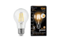 Лампа Gauss LED Filament A60 E27 10W 930lm 2700К step dimmable 1/10/40