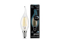 Лампа Gauss LED Filament Свеча на ветру dimmable E14 5W 450lm 4100K 1/10/50